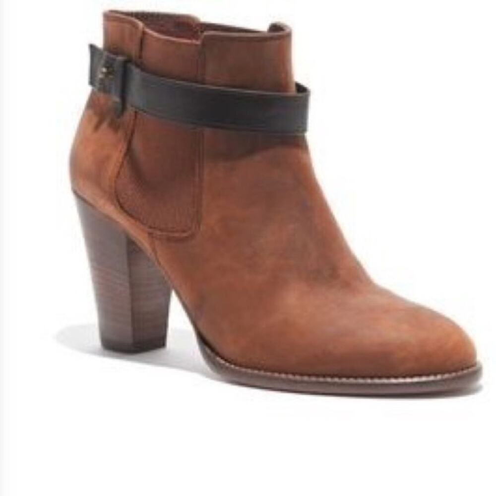 MADEWELL Lonny Leather Ankle Boot 3 1/2 inch Heel in Tan Women's Size 8 - Picture 1 of 11